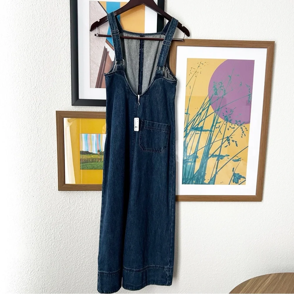 NWT Free People Dex Denim Pocket Midi Dress